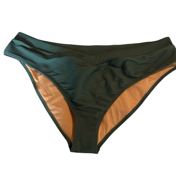 J.Crew Sage Green Ribbed Cross Front Cheeky Bikini Bottom Womens Size 3X NEW - Picture 2 of 12